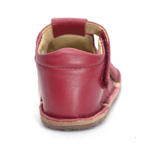 Sandale din piele naturală  cu scai și talpă din cauciuc flexibil, roșu vișină, LUY- RO-12-Rosu visina-19-By Pebebe