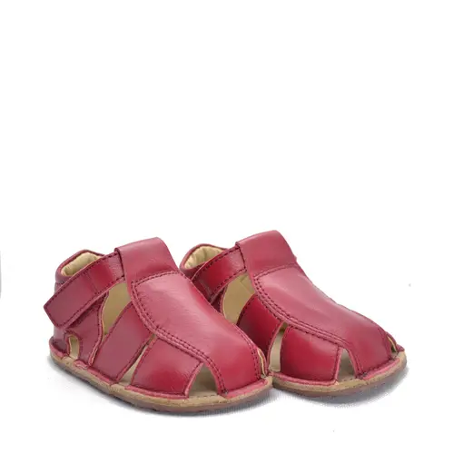 Sandale din piele naturală  cu scai și talpă din cauciuc flexibil, roșu vișină, LUY- RO-12-Rosu visina-19-By Pebebe