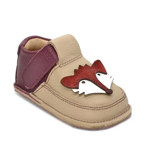 Pantofi barefoot copii, piele naturala, talpa flexibila, vulpe- RO-16-6-24-By Pebebe