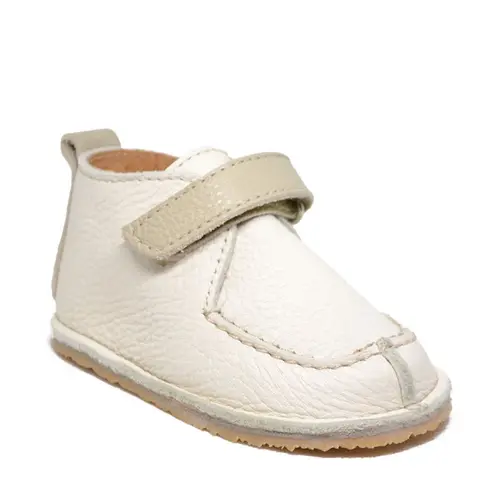 Pantofi din piele naturala pentru copii, talpa cauciuc, scai, Bubu, crem- RO-110-crem-23-By Pebebe