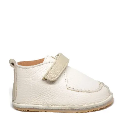 Pantofi din piele naturala pentru copii, talpa cauciuc, scai, Bubu, crem- RO-110-crem-23-By Pebebe