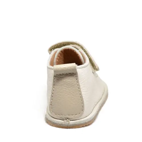 Pantofi din piele naturala pentru copii, talpa cauciuc, scai, Bubu, crem- RO-110-crem-23-By Pebebe