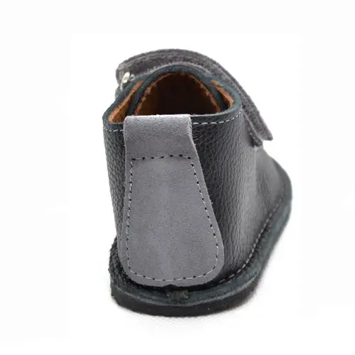 Pantofi din piele naturala pentru copii, talpa cauciuc, scai, Bubu, negru- RO-110-negru-24-By Pebebe