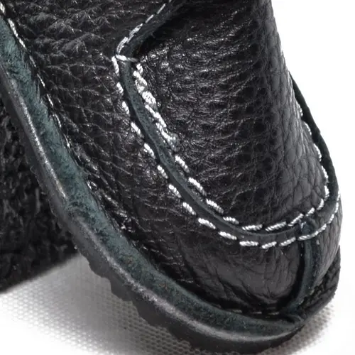 Pantofi din piele naturala pentru copii, talpa cauciuc, scai, Bubu, negru- RO-110-negru-24-By Pebebe