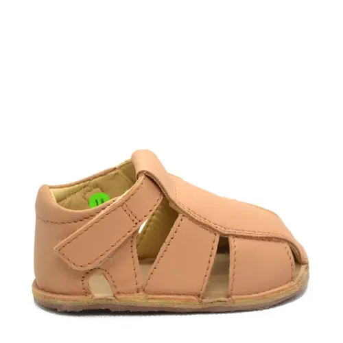 Sandale din piele naturală  cu scai și talpă din cauciuc flexibil, camel, LUY- RO-12-camel-19-By Pebebe