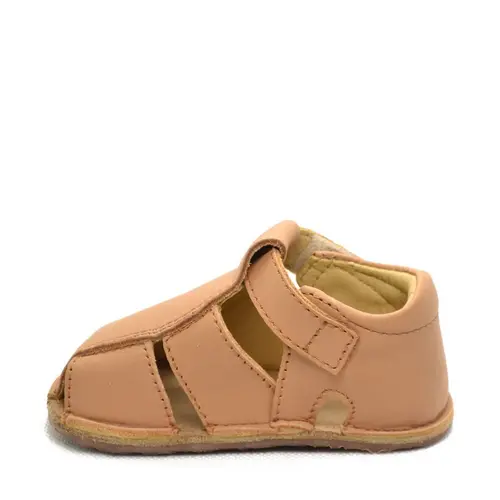 Sandale din piele naturală  cu scai și talpă din cauciuc flexibil, camel, LUY- RO-12-camel-19-By Pebebe