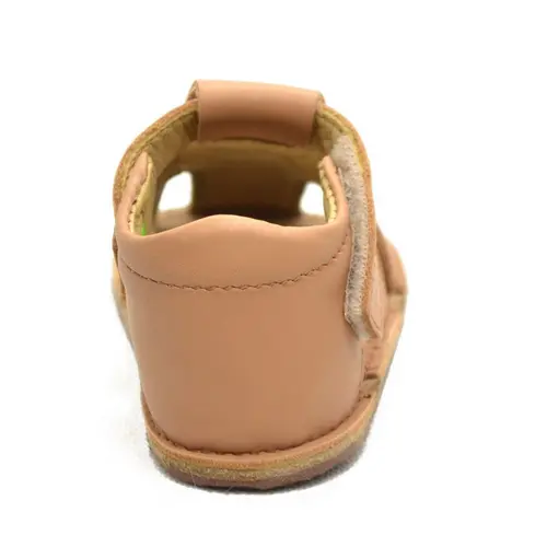 Sandale din piele naturală  cu scai și talpă din cauciuc flexibil, camel, LUY- RO-12-camel-19-By Pebebe