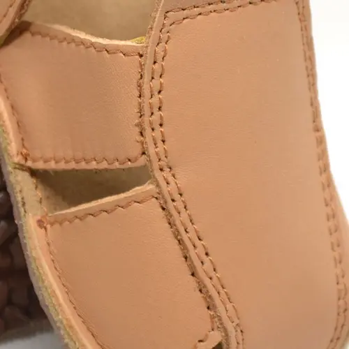 Sandale din piele naturală  cu scai și talpă din cauciuc flexibil, camel, LUY- RO-12-camel-19-By Pebebe