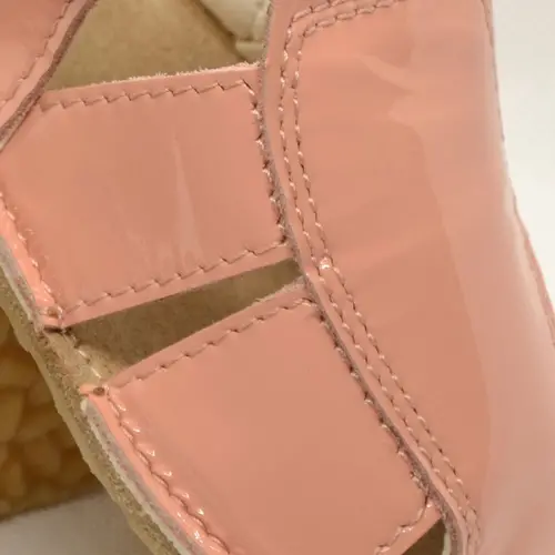 Sandale din piele naturală  cu scai și talpă din cauciuc flexibil, somon, LUY- RO-12-somon-19-By Pebebe