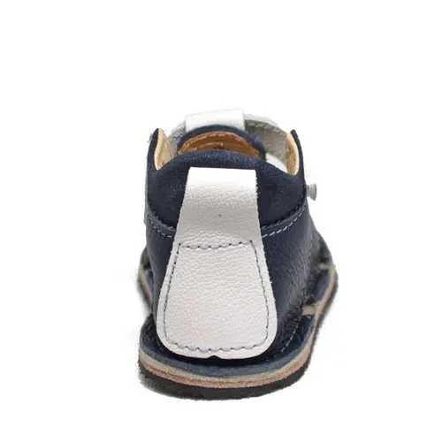 Sandale din piele naturala, priimii pasi, talpa flexibila, bleumarin alb- RO-101-1-22-By Pebebe