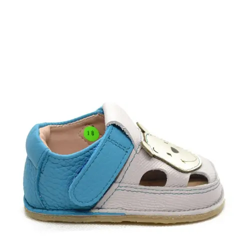 Sandale copii Barefoot primi pasi, talpă flexibilă de cauciuc, perforatii  laterale, urs Winnie, albastru- RO-20-6-23-By Pebebe Sandale copii Barefoot primi pasi, talpă flexibilă de cauciuc, perforatii  laterale, urs Winnie, albastru- RO-20-6-23-By Pebebe