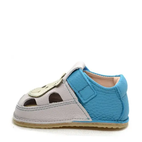 Sandale copii Barefoot primi pasi, talpă flexibilă de cauciuc, perforatii  laterale, urs Winnie, albastru- RO-20-6-23-By Pebebe Sandale copii Barefoot primi pasi, talpă flexibilă de cauciuc, perforatii  laterale, urs Winnie, albastru- RO-20-6-23-By Pebebe