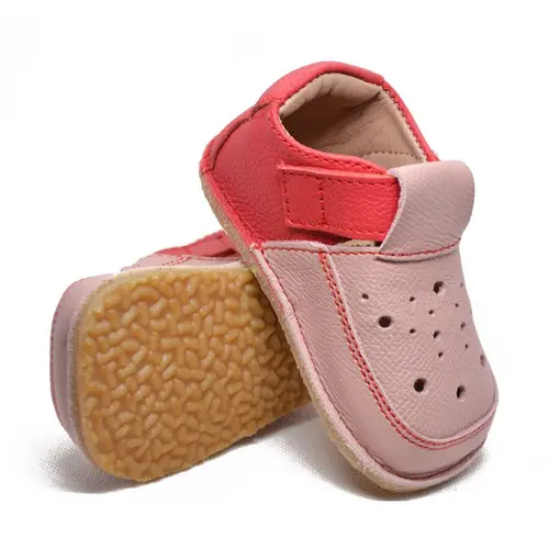 Sandale primi pasi cu scai, talpă flexibilă de cauciuc, perforatii mici, roz_RO-19-1-22_Pebebe