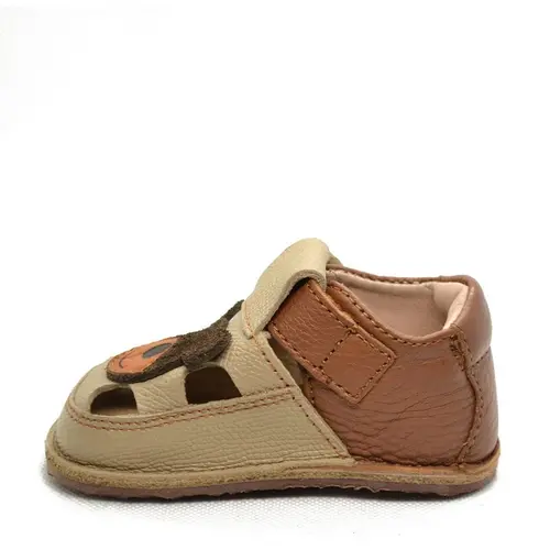 Sandale copii Barefoot primi pasi, talpă flexibilă de cauciuc, perforatii  laterale, urs, bej- RO-20-2-23-By Pebebe Sandale copii Barefoot primi pasi, talpă flexibilă de cauciuc, perforatii  laterale, urs, bej- RO-20-2-23-By Pebebe