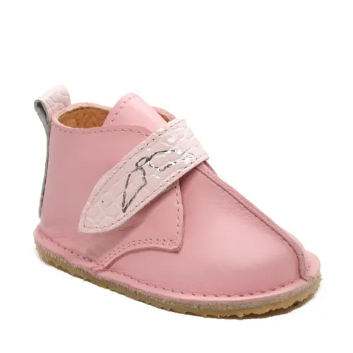 Ghete barefoot copii, piele naturala, talpa flexibila, baby pink,- RO-104-1-23-By Pebebe