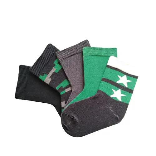 Sosete set 5 perechi, bumbac si elastan, baieti, modele asortate nuante de verde, gri- 326-5-9-23-27-CISEROM