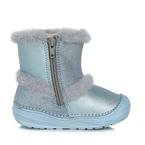 Cizme din piele naturala hidrofoba, primii pași, talpa flexibila, D.D.Step, albastru - W071-189A-21-