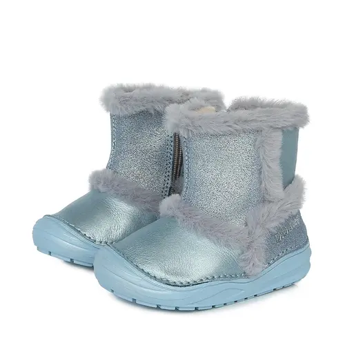 Cizme din piele naturala hidrofoba, primii pași, talpa flexibila, D.D.Step, albastru - W071-189A-21-