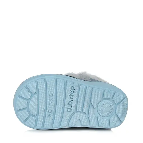 Cizme din piele naturala hidrofoba, primii pași, talpa flexibila, D.D.Step, albastru - W071-189A-21-