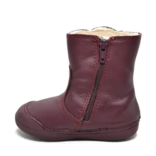 Cizme din piele naturala, primii pași, talpa flexibila, D.D.Step, funda, grena- W066-209B-25-D.D. Step