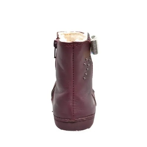 Cizme din piele naturala, primii pași, talpa flexibila, D.D.Step, funda, grena- W066-209B-25-D.D. Step