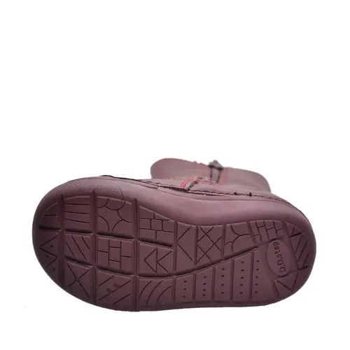Cizme din piele naturala, primii pași, talpa flexibila, D.D.Step, funda, grena- W066-209B-25-D.D. Step