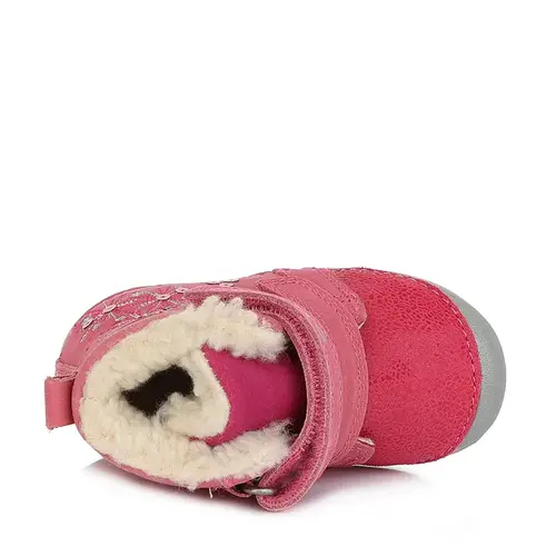 Ghete din piele naturala, primii pași, talpa flexibila, D.D.Step, artificii, roz - W015-435B-23-