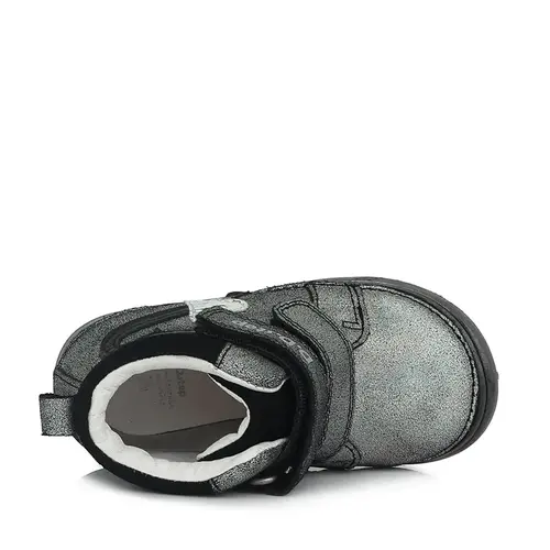 Ghete din piele naturala, primii pași, talpa flexibila, D.D.Step, inimioara, negru - A071-614B-31-