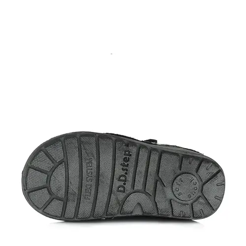 Ghete din piele naturala, primii pași, talpa flexibila, D.D.Step, inimioara, negru - A071-614B-31-