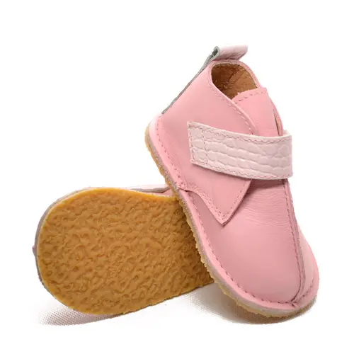 Ghete barefoot copii, piele naturala, talpa flexibila, baby pink,- RO-104-1-23-By Pebebe