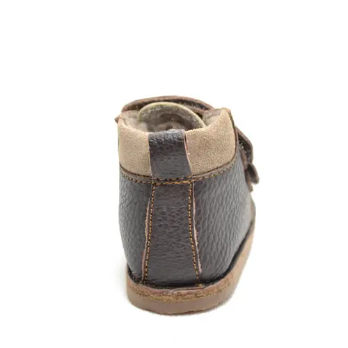 Ghete primii pasi, piele naturala, captuseala din blanita, talpa felxibila, maro / bej_RO-22-7-18_Pebebe