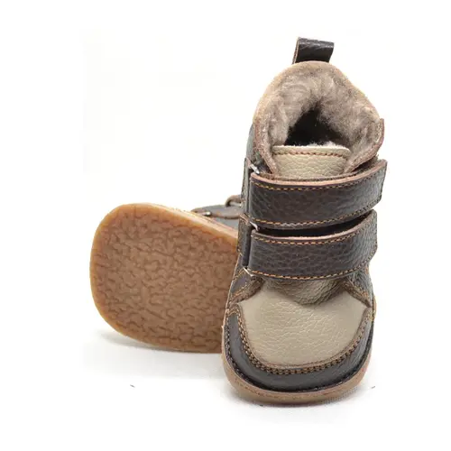 Ghete primii pasi, piele naturala, captuseala din blanita, talpa felxibila, maro / bej_RO-22-7-18_Pebebe