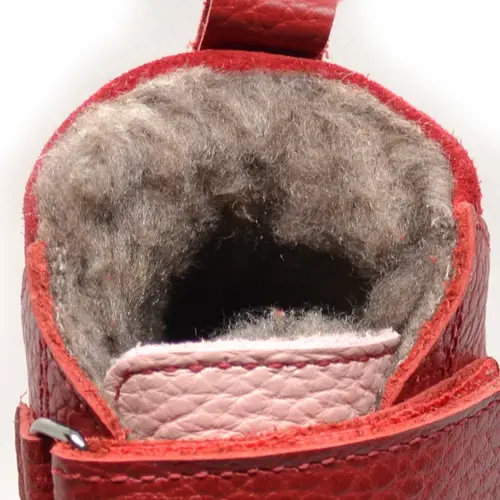 Ghete primii pasi, piele naturala, captuseala din blanita, talpa felxibila, rosu / roz- RO-22-9-23-By Pebebe