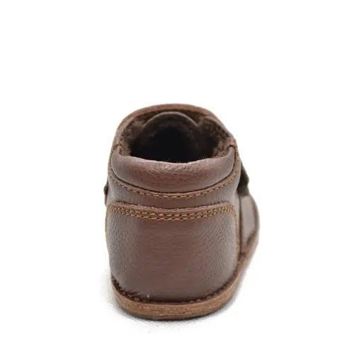 Ghete primii pasi, piele naturala, scai, captuseala textila, talpa din cauciuc, maro inchis - RO-17-9-23-