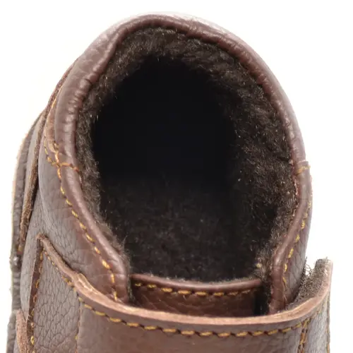 Ghete primii pasi, piele naturala, scai, captuseala textila, talpa din cauciuc, maro inchis - RO-17-9-23-
