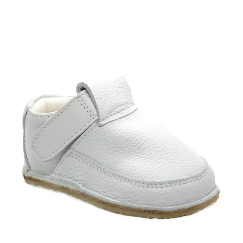 Pantofi primii pasi din piele moale cu talpa flexibila si captuseala, alb- RO-15-7-24-By Pebebe