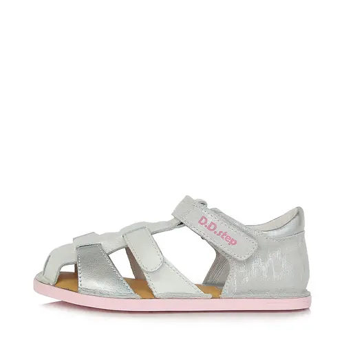 Sandale fete, piele naturala, talpa flexibila, alb, argintiu, D.D.Step- G076-382-21-D.D. Step