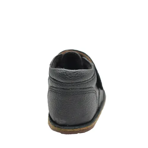 Ghete barefoot copii, din piele naturala cu scai, captuseala textila si talpa din cauciuc, negru - RO-17-12-23-