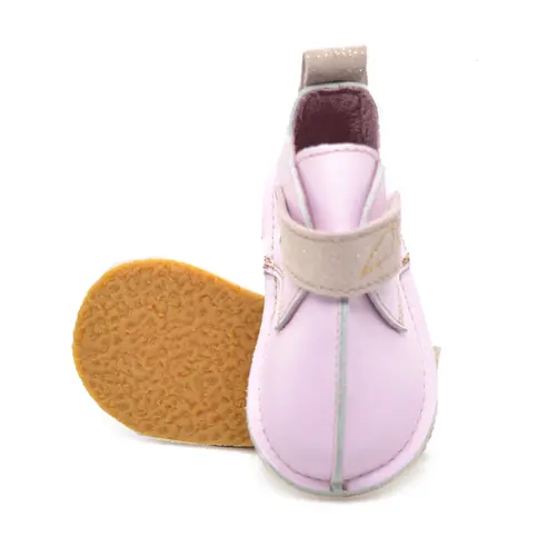 Ghete barefoot copii, piele naturala, talpa flexibila, roz deschis,- RO-104-roz-deschis-23-By Pebebe