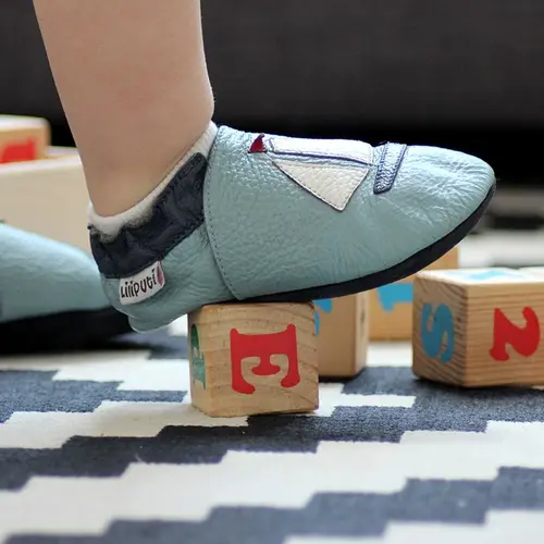 Pantofi de interior din piele naturala, talpa din piele intoarsa, Sailboat, Liliputi- 2006001011340-Liliputi