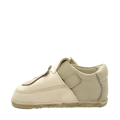 Pantofi barefoot copii, primii pasi, piele naturala, talpa flexibila, grej, ursulet- RO-16-16-24-By Pebebe
