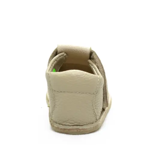 Pantofi barefoot copii, primii pasi, piele naturala, talpa flexibila, grej, ursulet- RO-16-16-24-By Pebebe