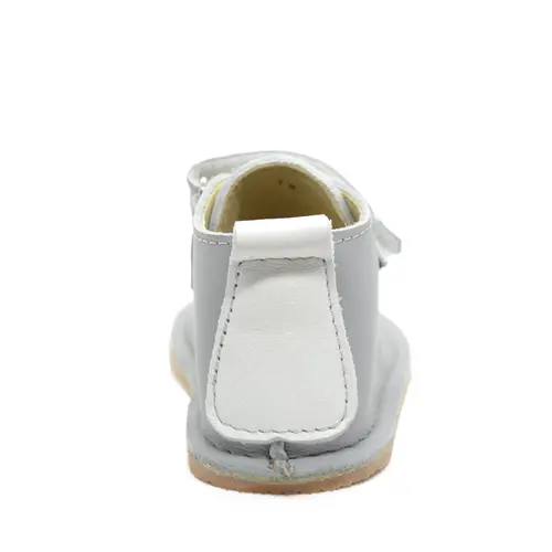 Pantofi din piele naturala pentru copii, talpa cauciuc, scai, Bubu, gri- RO-110-3-22-By Pebebe
