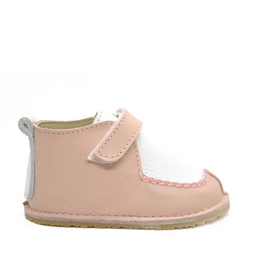 Pantofi din piele naturala pentru copii, talpa cauciuc, scai, Bubu, roz pudra / alb- RO-110-1-23-By Pebebe Pantofi din piele naturala pentru copii, talpa cauciuc, scai, Bubu, roz pudra / alb- RO-110-1-23-By Pebebe