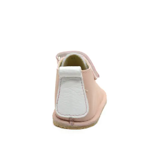 Pantofi din piele naturala pentru copii, talpa cauciuc, scai, Bubu, roz pudra / alb- RO-110-1-23-By Pebebe Pantofi din piele naturala pentru copii, talpa cauciuc, scai, Bubu, roz pudra / alb- RO-110-1-23-By Pebebe