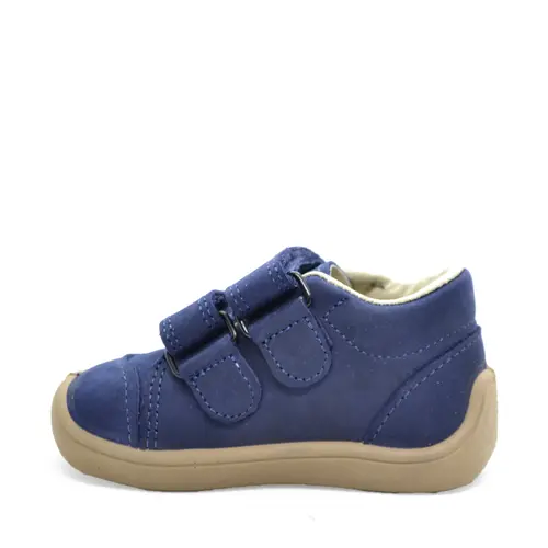 Pantofi din piele naturala, talpla flexibila, bleumarin,  ancora, Bar3foot- 5907813974489-Bar3foot