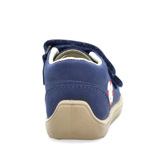 Pantofi din piele naturala, talpla flexibila, bleumarin,  ancora, Bar3foot- 5907813974489-Bar3foot