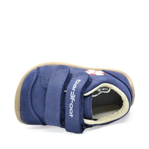 Pantofi din piele naturala, talpla flexibila, bleumarin,  ancora, Bar3foot- 5907813974489-Bar3foot