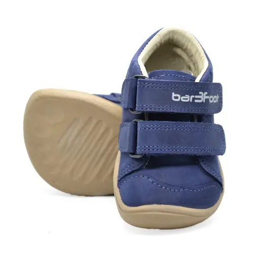 Pantofi din piele naturala, talpla flexibila, bleumarin,  ancora, Bar3foot- 5907813974489-Bar3foot