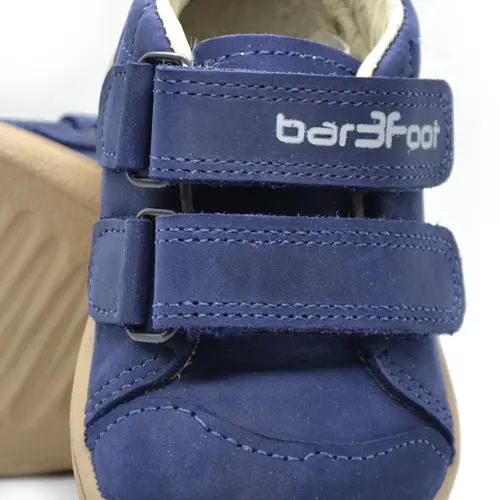 Pantofi din piele naturala, talpla flexibila, bleumarin,  ancora, Bar3foot- 5907813974489-Bar3foot